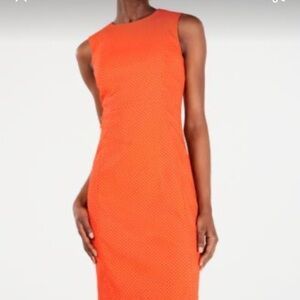 Calvin Klein Orange One Shoulder Sheath Dress